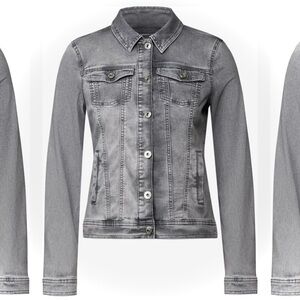 CECIL | L | Between-Season Jacket in Grey Denim Cotton Button Graphite Charcoal